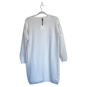 VICOLO Cream Sweater Tunic Dress White Size Medium Long Sleeve New NWT